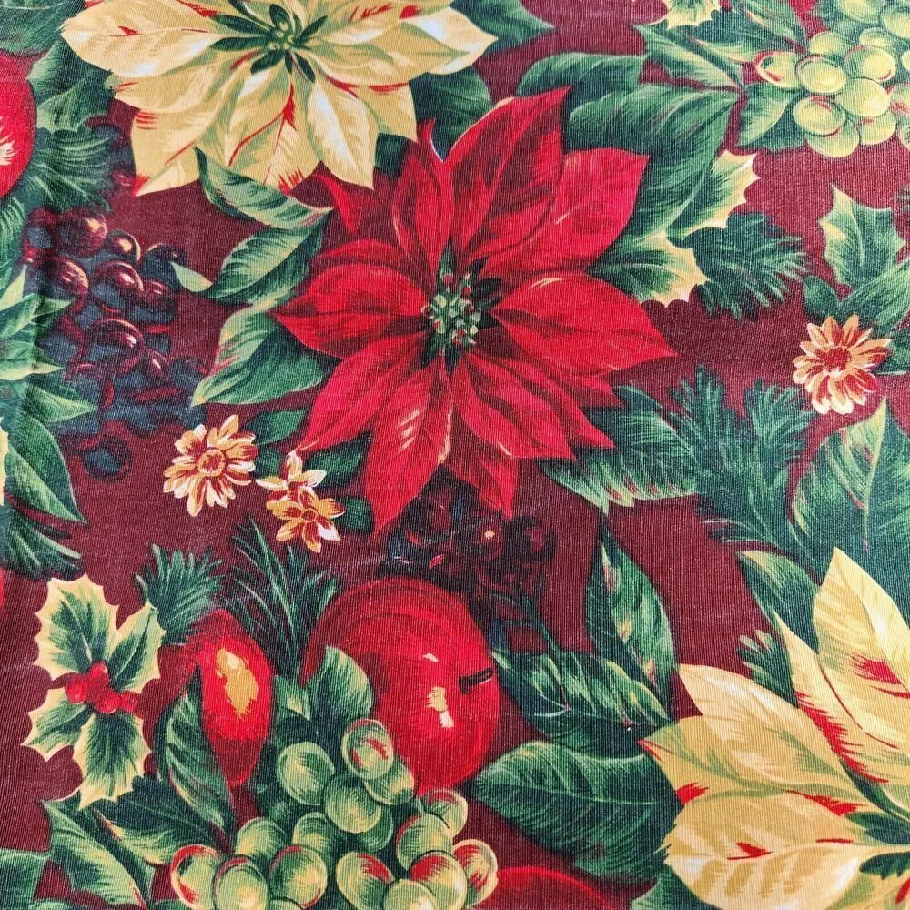 Christmas Tablecloth Large Red Green Gold Hallmark Design Fashion Industries